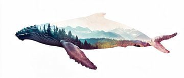 Walsilhouette mit Landschaft von Poster Art Shop