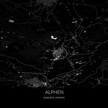 Zwart-witte landkaart van Alphen, Gelderland. van Rezona
