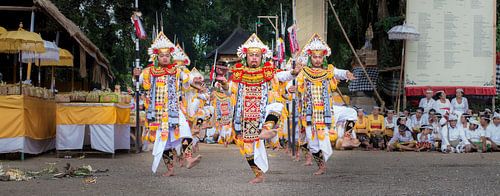 baris dance in Temple Pura Dalem Kauh near Tangallalang op Bali van Lex Scholten