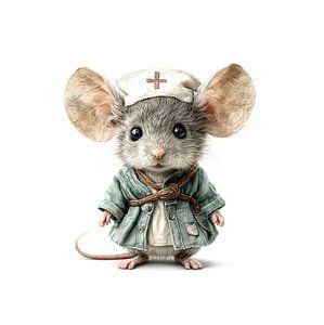 schattige muis verkleed als zuster kinderkamer decoratie