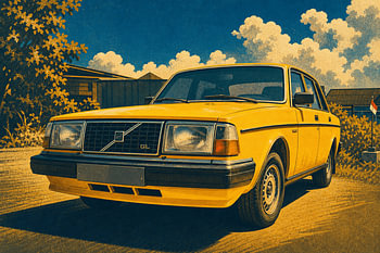 Gele Volvo in de Zon