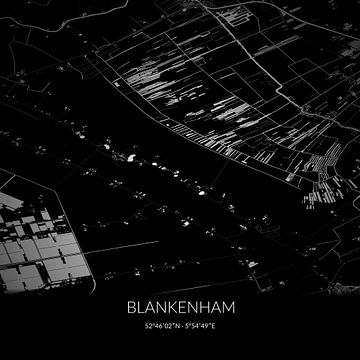 Zwart-witte landkaart van Blankenham, Overijssel. van Rezona