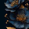 Blumen in Blau Gold Glanz von Luxus und Detail von Eva Lee