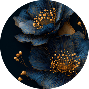 Bloemen in Blauwgoud Glans van Luxe en Detail
