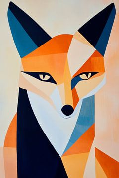 Geometrisches Fuchs-Porträt in Farben von Poster Art Shop
