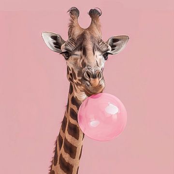Giraffe met kauwgom Pop Art van Poster Art Shop