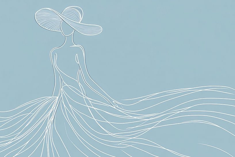 Elegant feminine silhouette in blue by Poster Art Shop