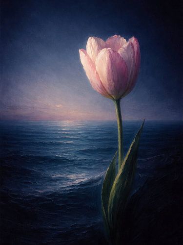 Tulp aan de rustige zee