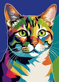 Chat européen à poil court Style Pop Art