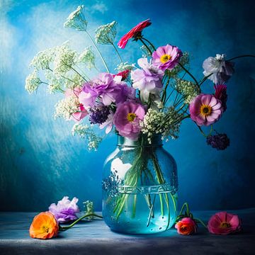 Wilde Sommerblumen in kräftigem Blau von Vlindertuin Art