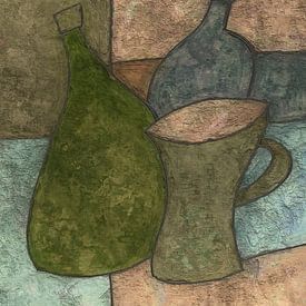 Still life with jug and bottles by Joost Hogervorst