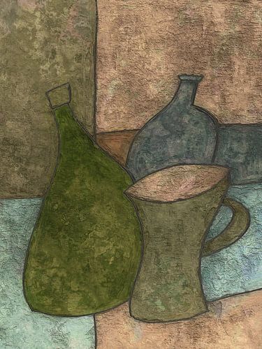 Still life with jug and bottles