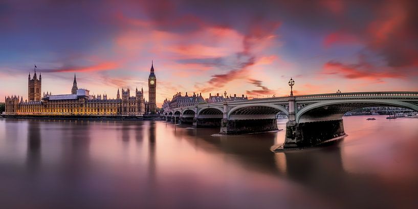 London with Westminster Bridge and Big Ben at sunset by Voss photography