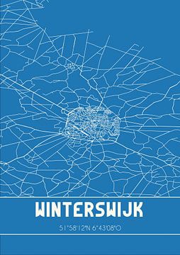 Blauwdruk | Landkaart | Winterswijk (Gelderland) van MijnStadsPoster
