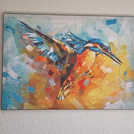 Klantfoto: ijsvogel schilderij van Jos Hoppenbrouwers, als art frame