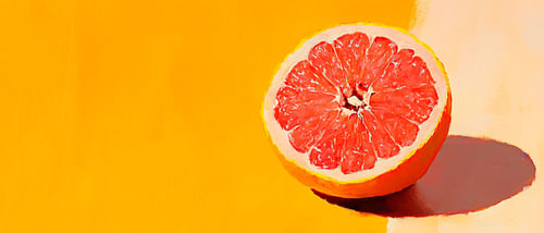 Grapefruit op een gele achtergrond - Levendig