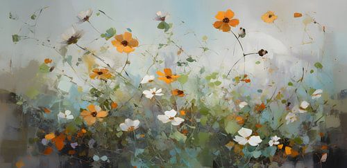 Bloemenveld met gekleurde bloemen