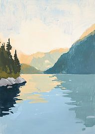 Lake Nature Minimalist Mountains by Niklas Maximilian
