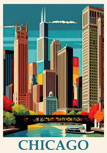 Travel Poster Chicago, USA by Peter Balan