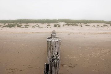 Dunes et ciel gris au-dessus de l'île néerlandaise de Wadden, Ameland. sur Ans van Heck