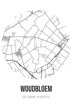 Woudbloem (Groningen) | Landkaart | Zwart-wit van MijnStadsPoster