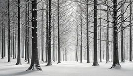 Zwart-wit foto met bomen