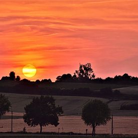 Kleurrijke zonsondergang op een prachtig Limburgs landschap van Maarten Honinx