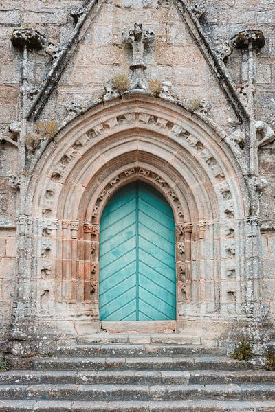 Turquoise door church Brittany | France photo print | Colourful travel photography by HelloHappylife