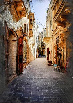 Malta Gozo Comino stad aquarel schilderij #malta