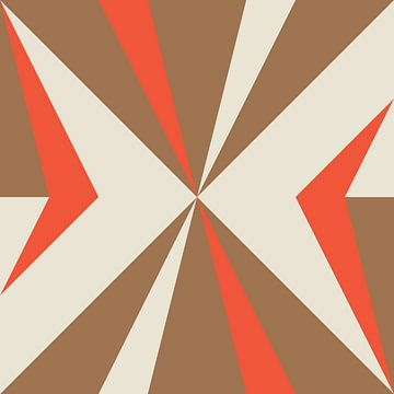 Retro geometrie met driehoeken in Bauhaus-stijl in bruin en oranje van Dina Dankers