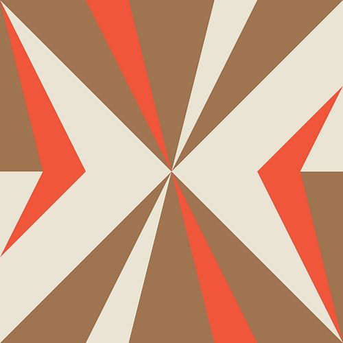 Retro geometrie met driehoeken in Bauhaus-stijl in bruin en oranje