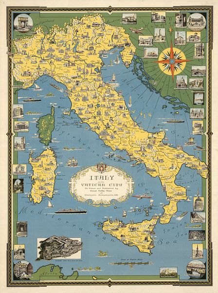 Italie, avec Cité du Vatican par World Maps