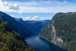 View of the Geirangerfjord from the rock plateau by Anja B. Schäfer