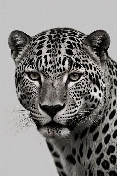 Leopardengesicht in Licht und Schatten von Art & Soul Creations