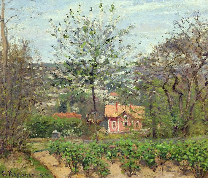 Camille Pissarro,Pink house by finemasterpiece