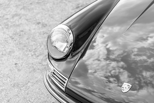 Porsche 911 klassieke sportauto in zwart wit