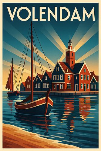 Volendam Poster - Vintage Nederlands Vissersdorp Muurkunst