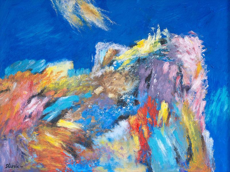 Abstract landschap met kleur explosie - Hans Sturris - Acryl op doek van Galerie Ringoot