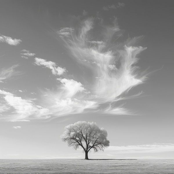 Paysage d'arbres en noir et blanc - Photographie dramatique de la nature pour les intérieurs modernes par Poster Art Shop