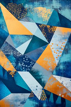 Geometric dream in blue and yellow by Poster Art Shop