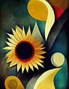 Zonnebloem abstract van Bert Nijholt thumbnail