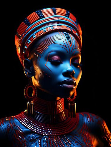 Afrikaanse vrouw met Neon verlichte tinten