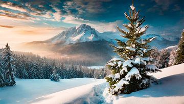 Winterlandschap met sneeuw van Mustafa Kurnaz