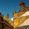 Singe au coucher du soleil sur le stupa de Swayambhunath à Katmandou - Népal sur Chi