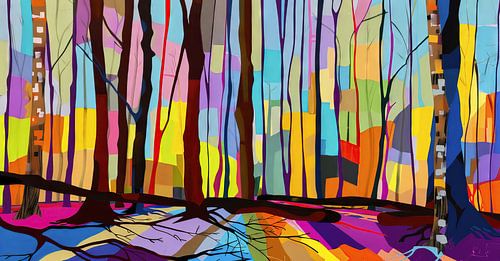 Paysage de forêt abstrait et coloré
