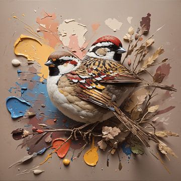 Sparrows on canvas by Majestic Art