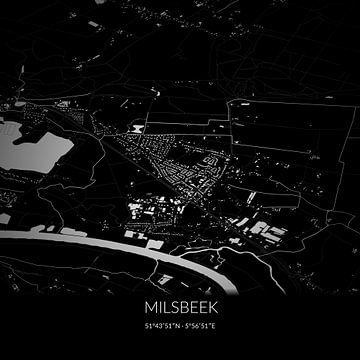 Schwarz-weiße Karte von Milsbeek, Limburg. von Rezona