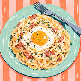 Spaghetti à la carbonara crémeuse à l'ancienne sur Daan Dirk