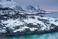 Holzen buden auf der Insel Senja