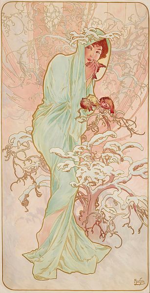 Les Saisons 1 (1896) door Alphonse Mucha van Peter Balan